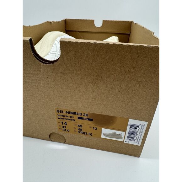 ASICS Gel-Nimbus 26 Running Shoes Mens Size 14 Off White Grey 1011B794-101 New - Picture 12 of 12